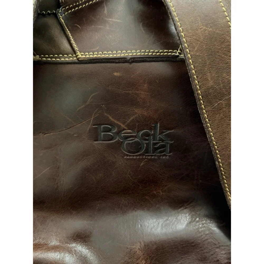 Vintage 90s‎ Leather Backpack By Roots Of Canada Brown Patina Beck Ola Star Trek